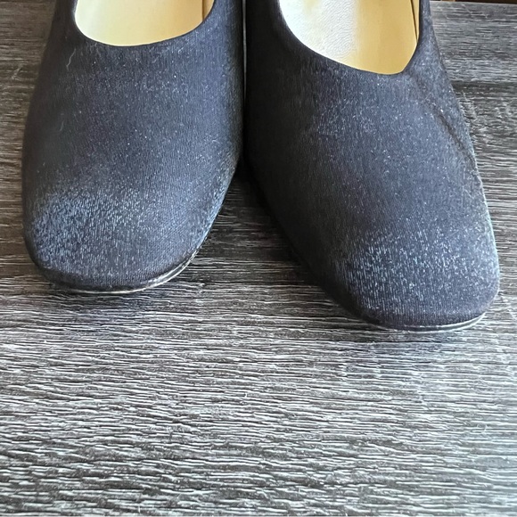 Nina Black Textured Fabric Pumps Block Heels US7.5 - Picture 7 of 9